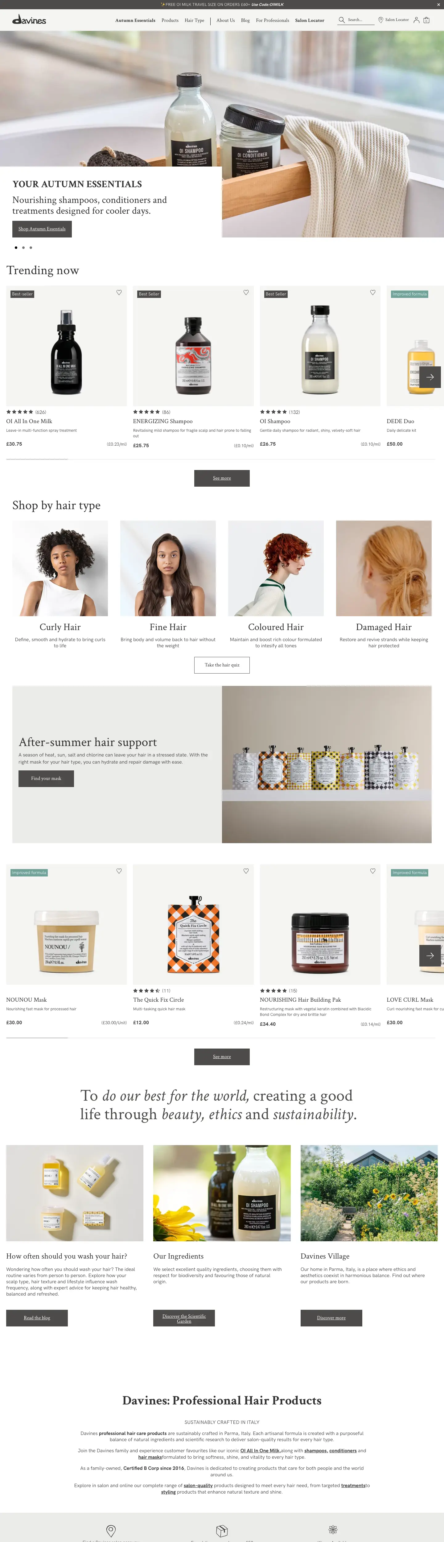 Screenshot of Davines