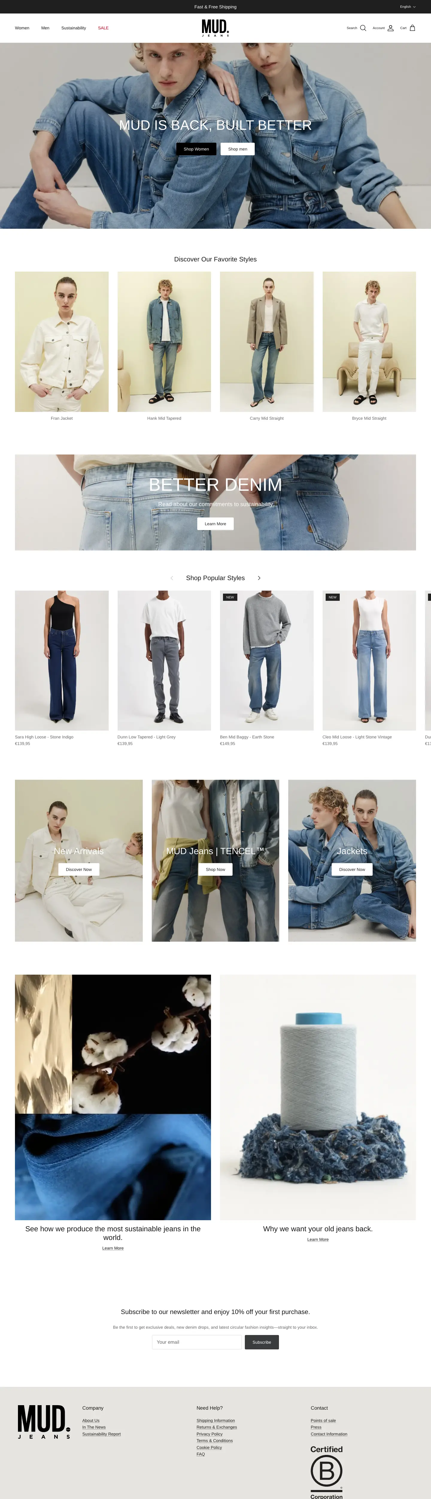 Screenshot of MUD Jeans