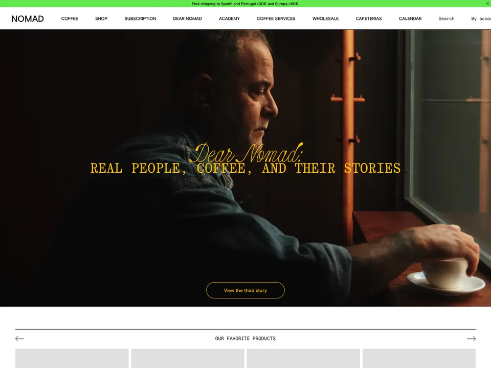Screenshot of Nomad Coffee