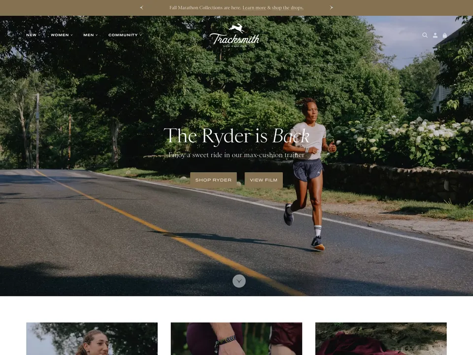 Screenshot of Tracksmith