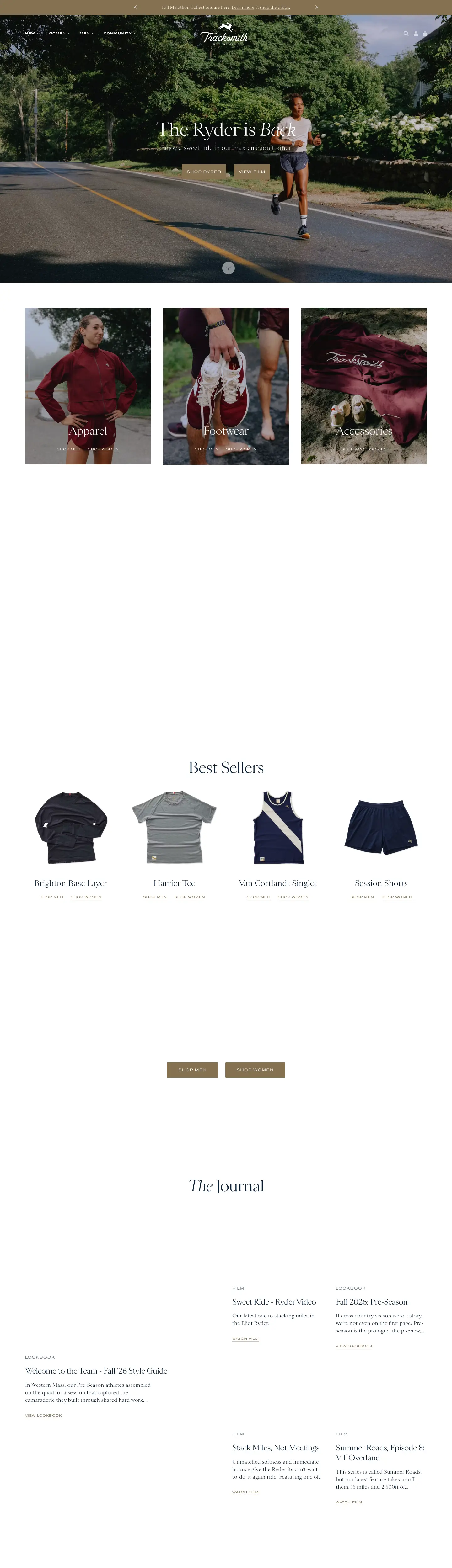 Screenshot of Tracksmith